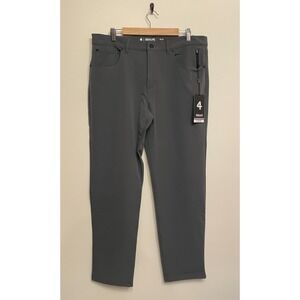 Fourlaps Traverse Pants Men Size 36 x 32 Athletic Fit Gray Stretch Tech Golf New